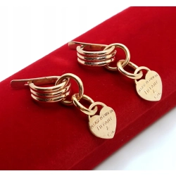 Złote kolczyki wiszące z zawieszką sercem 2 w 1 PR.585 W:6,39gr InterSKLEP