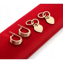 Złote kolczyki wiszące z zawieszką sercem 2 w 1 PR.585 W:6,39gr InterSKLEP