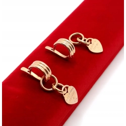 Złote kolczyki wiszące z zawieszką sercem 2 w 1 PR.585 W:6,39gr InterSKLEP