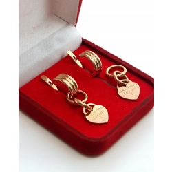 Złote kolczyki wiszące z zawieszką sercem 2 w 1 PR.585 W:6,39gr InterSKLEP