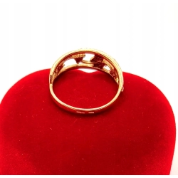 Złoty pierścionek z różowymi cyrkoniami PR.375 W:1,52gr R.12 InterSKLEP