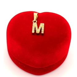 Złota zawieszka Litera M z cyrkoniami PR.585 W:0,90gr InterSKLEP