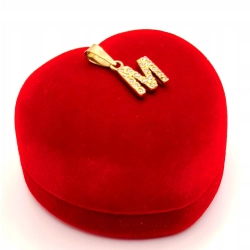 Złota zawieszka Litera M z cyrkoniami PR.585 W:0,90gr InterSKLEP