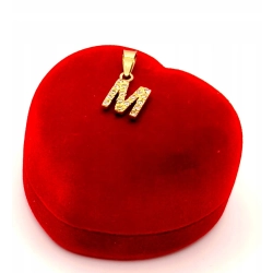 Złota zawieszka Litera M z cyrkoniami PR.585 W:0,90gr InterSKLEP