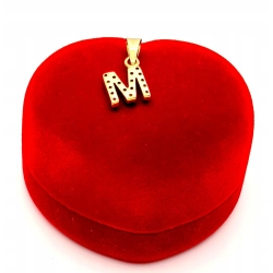 Złota zawieszka Litera M z cyrkoniami PR.585 W:0,90gr InterSKLEP