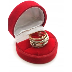 Złoty pierścionek szeroki z cyrkoniami Pr.375 W:5,57gr roz.14 szer.1,2cm