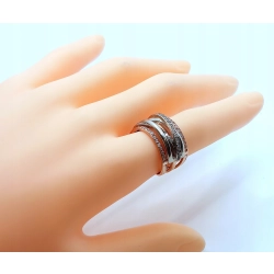 Złoty pierścionek szeroki z cyrkoniami Pr.375 W:5,57gr roz.14 szer.1,2cm