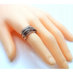 Złoty pierścionek szeroki z cyrkoniami Pr.375 W:5,57gr roz.14 szer.1,2cm