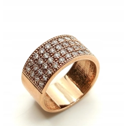 Złoty pierścionek obrączka z cyrkoniami Pr.375 W:5,81gr R.15 Szer.1cm