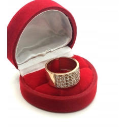 Złoty pierścionek obrączka z cyrkoniami Pr.375 W:5,81gr R.15 Szer.1cm