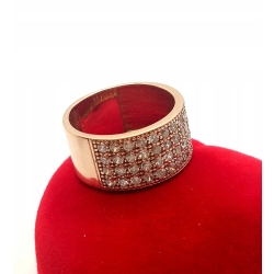 Złoty pierścionek obrączka z cyrkoniami Pr.375 W:5,81gr R.15 Szer.1cm