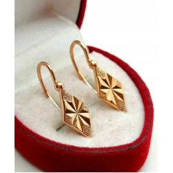 Złote kolczyki wiszące Romby Pr.583 W:3,73gr InterSKLEP