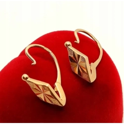 Złote kolczyki wiszące Romby Pr.583 W:3,73gr InterSKLEP