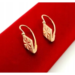 Złote kolczyki wiszące Romby Pr.583 W:3,73gr InterSKLEP