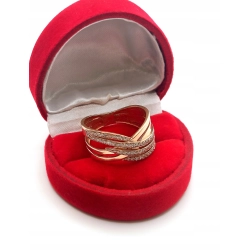 Złoty pierścionek szeroki z cyrkoniami Pr.375 W:4,57gr Roz.22