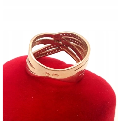 Złoty pierścionek szeroki z cyrkoniami Pr.375 W:4,57gr Roz.22