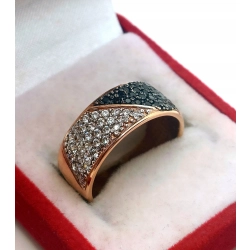 Złoty pierścionek obrączka z cyrkoniami Pr.375 W:3,72gr Roz.14