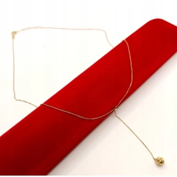 Złoty łańcuszek krawatka z kulką Pr.585 W:1,59gr Dł:42-45cm + 6,5cm