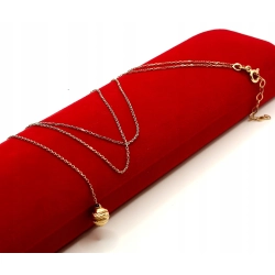 Złoty łańcuszek krawatka z kulką Pr.585 W:1,59gr Dł:42-45cm + 6,5cm