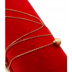 Złoty łańcuszek krawatka z kulką Pr.585 W:1,59gr Dł:42-45cm + 6,5cm