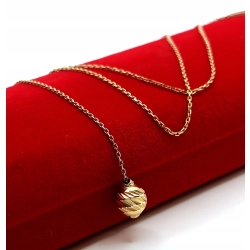 Złoty łańcuszek krawatka z kulką Pr.585 W:1,59gr Dł:42-45cm + 6,5cm