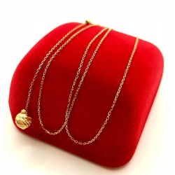 Złoty łańcuszek krawatka z kulką Pr.585 W:1,59gr Dł:42-45cm + 6,5cm