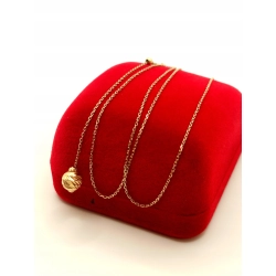 Złoty łańcuszek krawatka z kulką Pr.585 W:1,59gr Dł:42-45cm + 6,5cm
