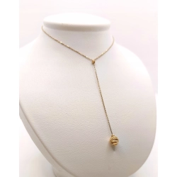 Złoty łańcuszek krawatka z kulką Pr.585 W:1,59gr Dł:42-45cm + 6,5cm