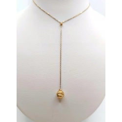 Złoty łańcuszek krawatka z kulką Pr.585 W:1,59gr Dł:42-45cm + 6,5cm