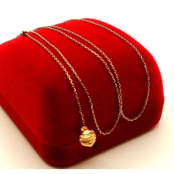 Złoty łańcuszek krawatka z kulką Pr.585 W:1,59gr Dł:42-45cm + 6,5cm