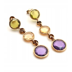 Złote kolczyki kolorowe długie W.KRUK Pr.375 W:5,46gr InterSKLEP