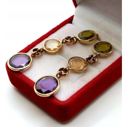 Złote kolczyki kolorowe długie W.KRUK Pr.375 W:5,46gr InterSKLEP