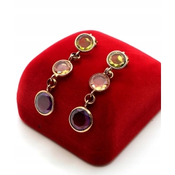 Złote kolczyki kolorowe długie W.KRUK Pr.375 W:5,46gr InterSKLEP