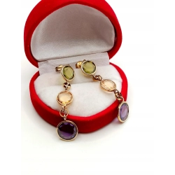 Złote kolczyki kolorowe długie W.KRUK Pr.375 W:5,46gr InterSKLEP