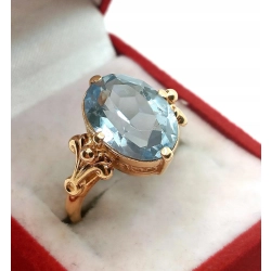 Złoty pierścionek z Akwamarynem Pr.583 W:5,61gr Roz.13 InterSKLEP