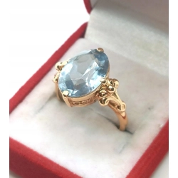 Złoty pierścionek z Akwamarynem Pr.583 W:5,61gr Roz.13 InterSKLEP