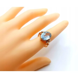 Złoty pierścionek z Akwamarynem Pr.583 W:5,61gr Roz.13 InterSKLEP