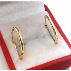 Złote kolczyki kółka Pr.585 W:0,54gr Średnica 1,7cm