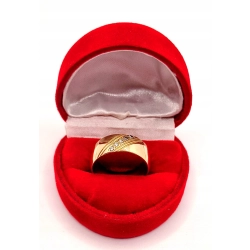 Złota obrączka z Cyrkoniami szeroka PR.583 W:5,07gr R.19 InterSKLEP