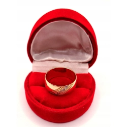 Złota obrączka z Cyrkoniami szeroka PR.583 W:5,07gr R.19 InterSKLEP