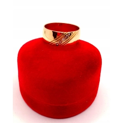 Złota obrączka z Cyrkoniami szeroka PR.583 W:5,07gr R.19 InterSKLEP