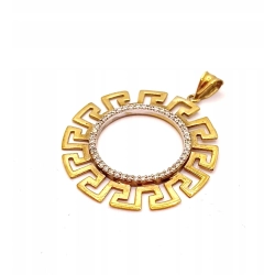 Złota zawieszka z greckim wzorem i cyrkoniami PR.333 W:2,31gr InterSKLEP