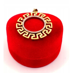 Złota zawieszka z greckim wzorem i cyrkoniami PR.333 W:2,31gr InterSKLEP