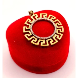 Złota zawieszka z greckim wzorem i cyrkoniami PR.333 W:2,31gr InterSKLEP