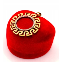 Złota zawieszka z greckim wzorem i cyrkoniami PR.333 W:2,31gr InterSKLEP