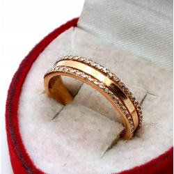 Złoty pierścionek obrączka z cyrkoniami Pr.585 W:2,73gr Roz.11