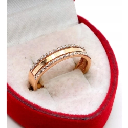Złoty pierścionek obrączka z cyrkoniami Pr.585 W:2,73gr Roz.11