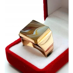 Złoty sygnet męski z Agatem PR.583 W:16,12gr R.25 InterSKLEP