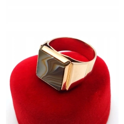 Złoty sygnet męski z Agatem PR.583 W:16,12gr R.25 InterSKLEP