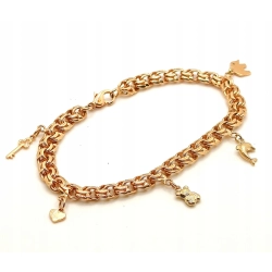 Złota bransoletka Garibaldi zawieszki PR.585 W:19,50cm Dł.20,5cm InterSKLEP